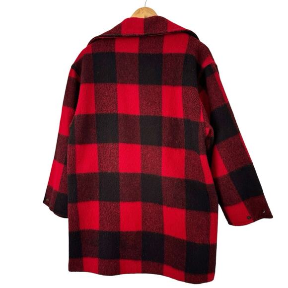 Woolrich Vintage Wool Winter Coat Button Front Buffalo Plaid Women’s Medium USA - Picture 2 of 8